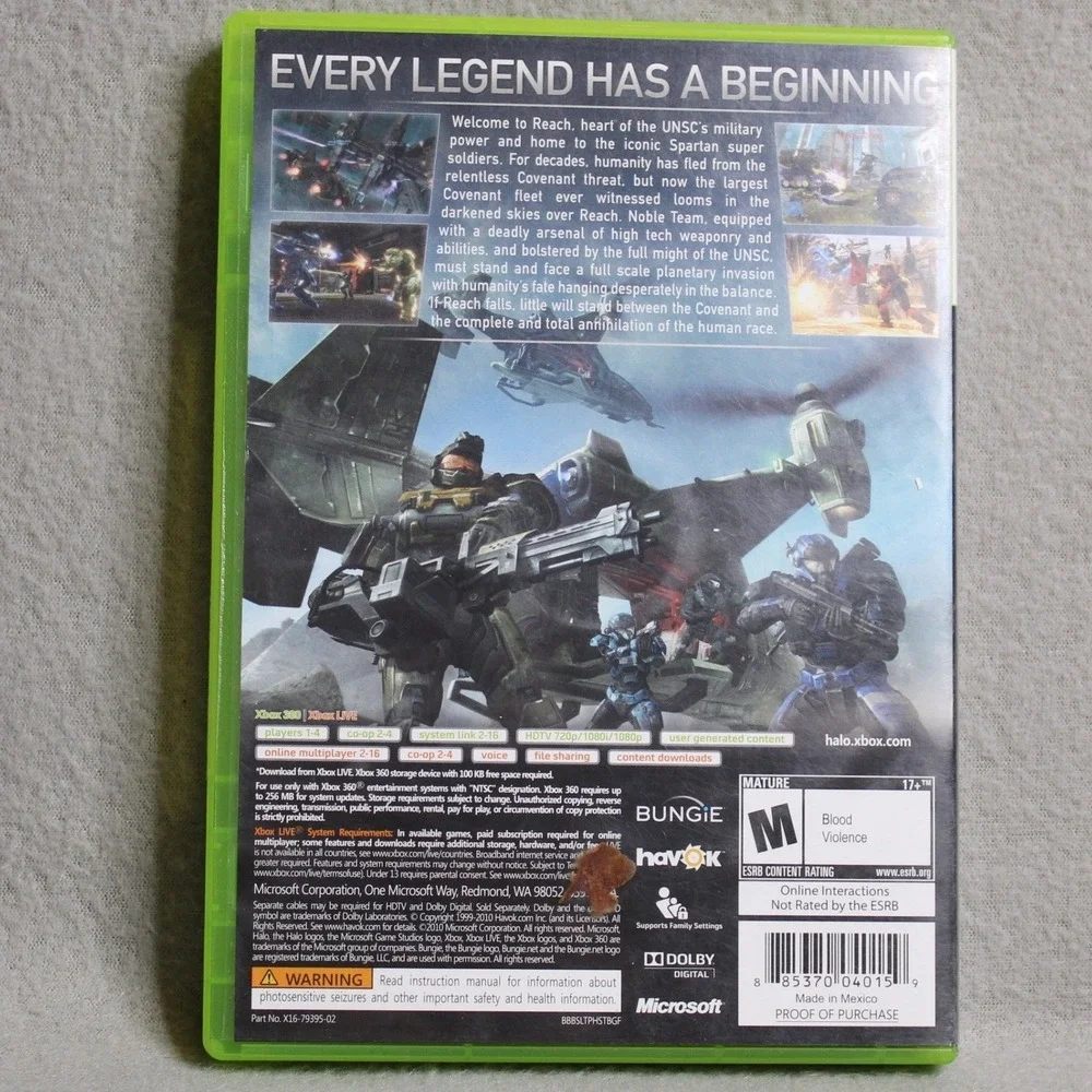 Halo Reach Xbox 360 Microsoft Bungie 2010 Video Game with Manual NTSC